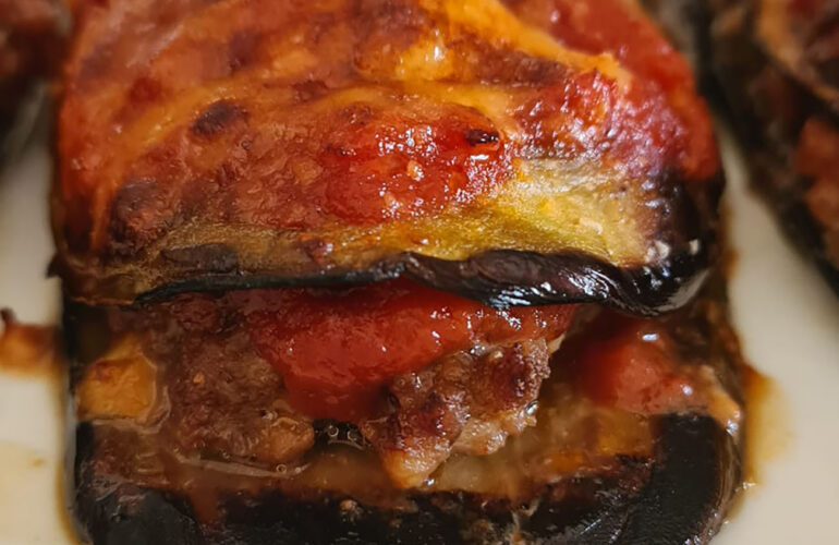 sandwich di melanzane ripiene di carne